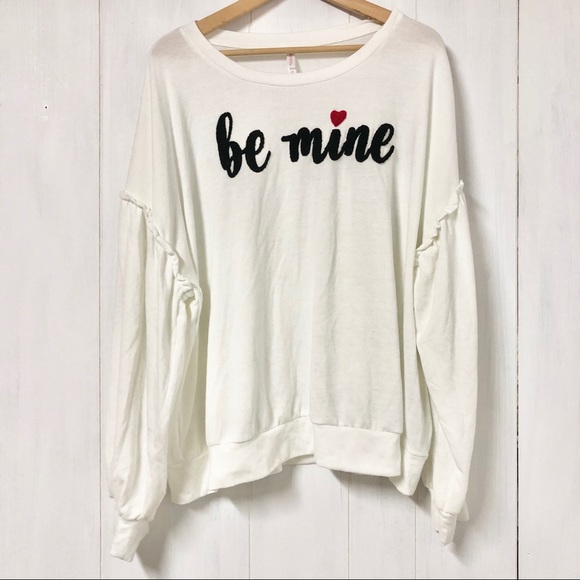 Xhilaration Sweaters - Be Mine Embroidered Ruffle Sleeve Sweater Size 2X